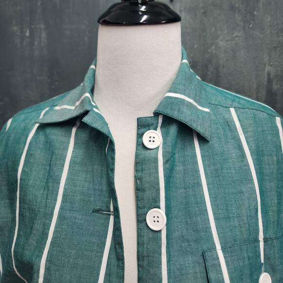 Evan-Picone White Striped Green Cropped Size 6 Small - Picture 2 of 9